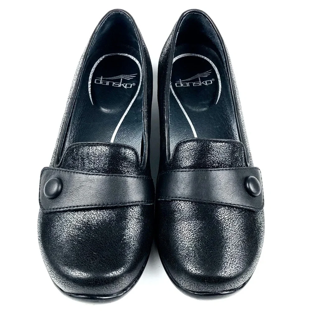 Dansko Womens Slip On Black Leather Loafer 36 (6)